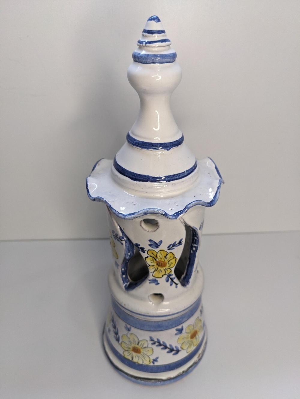 Portuguese Hand Painted Faience Lantern St Andre Citrinda 10 Inch Vintage 1988